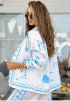 Set Hemd i Hose Mit Muster Blue Sea Life biało-Blau