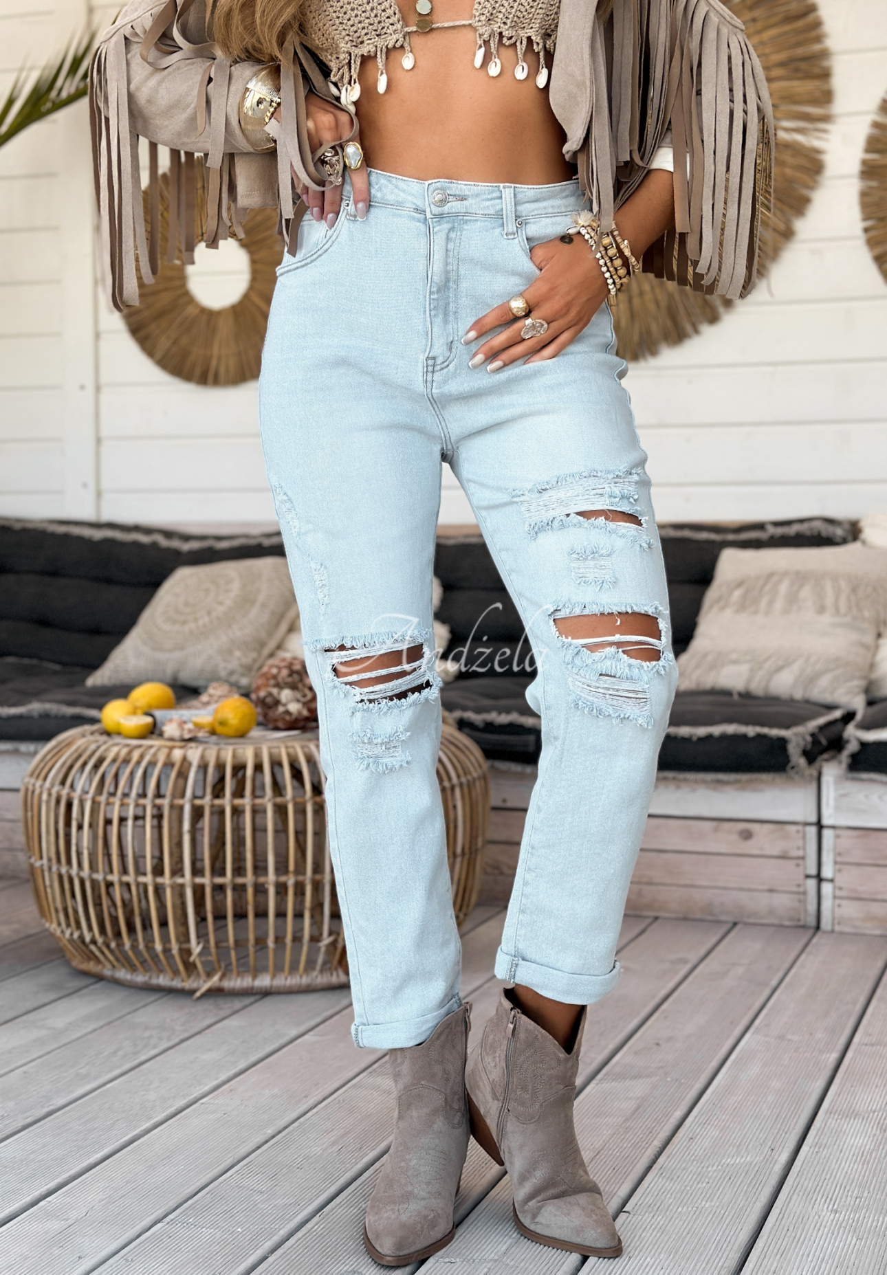 Jeans mit Destroyed-Effekten Miss Ripps Hellblau
