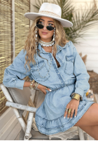 Jeans Kleid z falbankami Life Goes On Blau