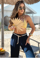 Material Hose wide leg z paskiem Port Douglas Dunkelblau