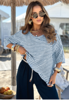 Bluse oversize w paski Puerto Montt biało-Blau
