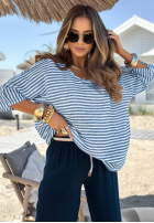 Bluse oversize w paski Puerto Montt biało-Blau