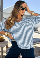Bluse oversize w paski Puerto Montt biało-Blau