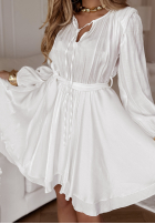 Szyfonowa sukienka z paskiem White Lotus biała