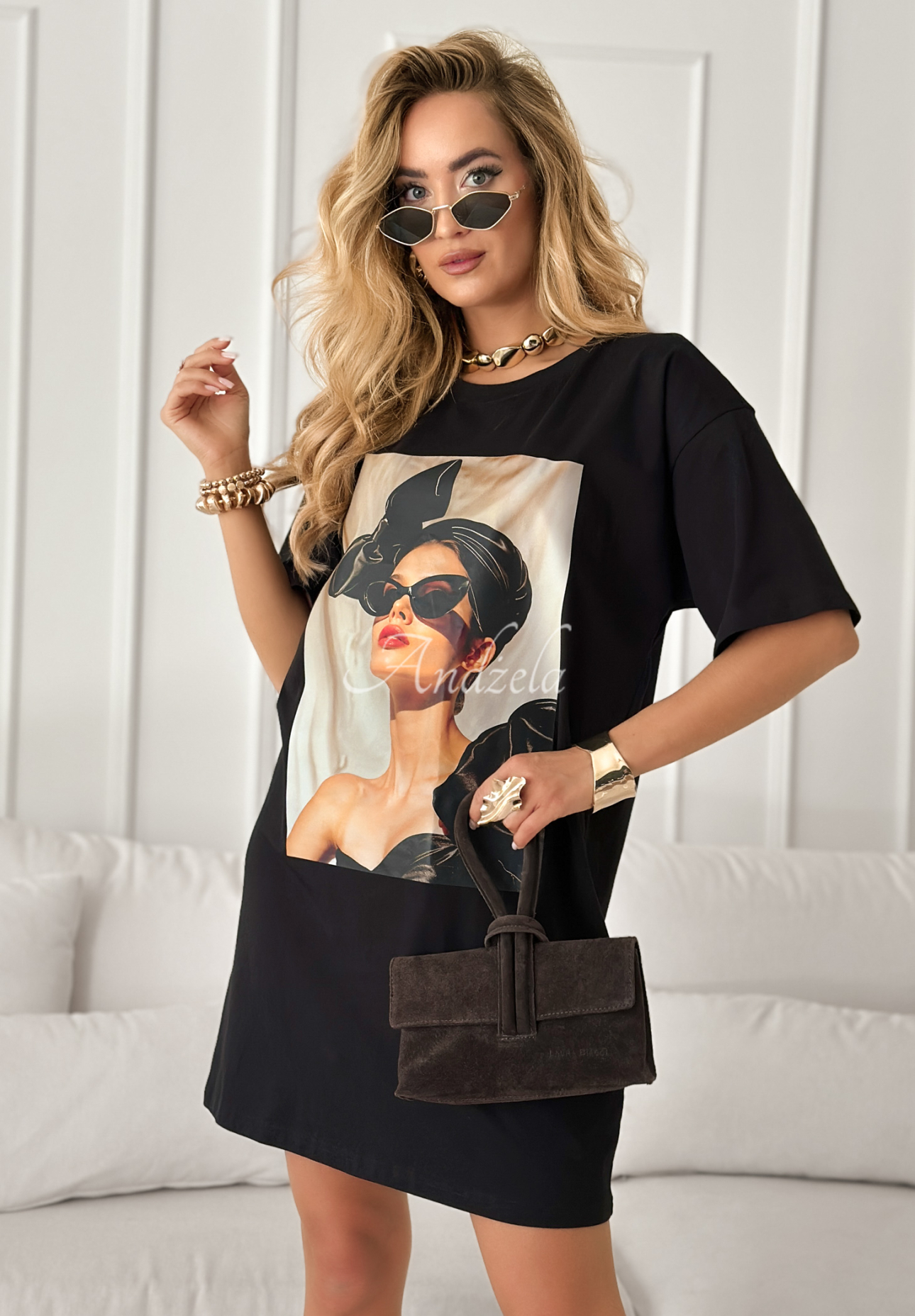 Bedruckte Tunikabluse Madame Fancy Schwarz