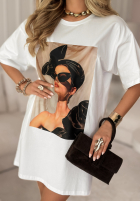 Bluse tunika z nadrukiem Madame Fancy Weiß