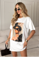 Bluse tunika z nadrukiem Madame Fancy Weiß