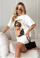 Bluse tunika z nadrukiem Madame Fancy Weiß