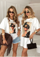 Bluse tunika z nadrukiem Madame Fancy Weiß
