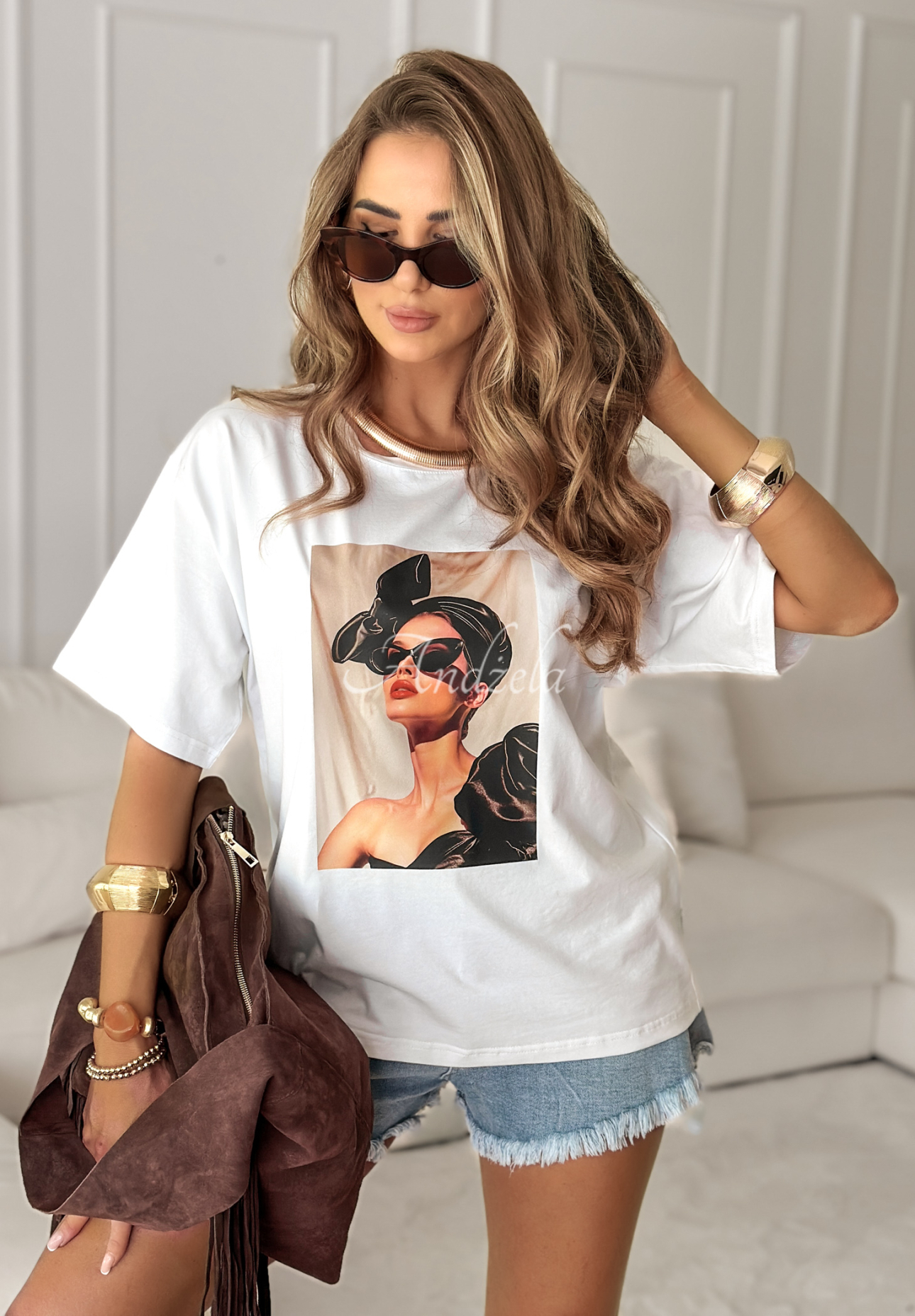 T-Shirt mit Aufdruck Madame Fancy Weiß