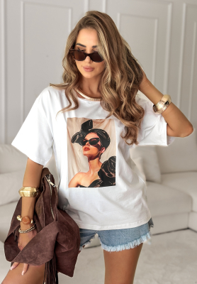 T-Shirt mit Aufdruck Madame Fancy Weiß