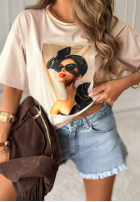 T-Shirt z nadrukiem Madame Fancy Beige