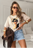 T-Shirt z nadrukiem Madame Fancy Beige