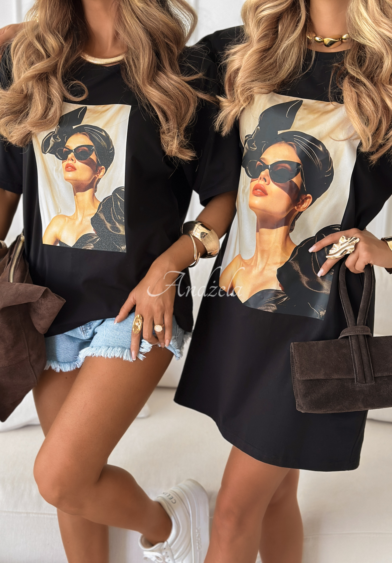 T-Shirt mit Aufdruck Madame Fancy Schwarz
