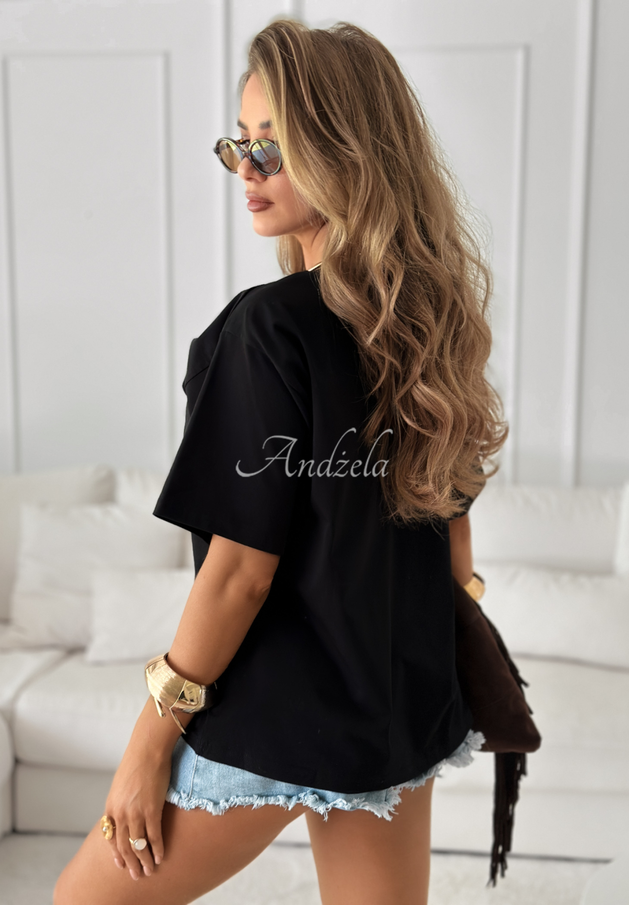 T-Shirt mit Aufdruck Madame Fancy Schwarz