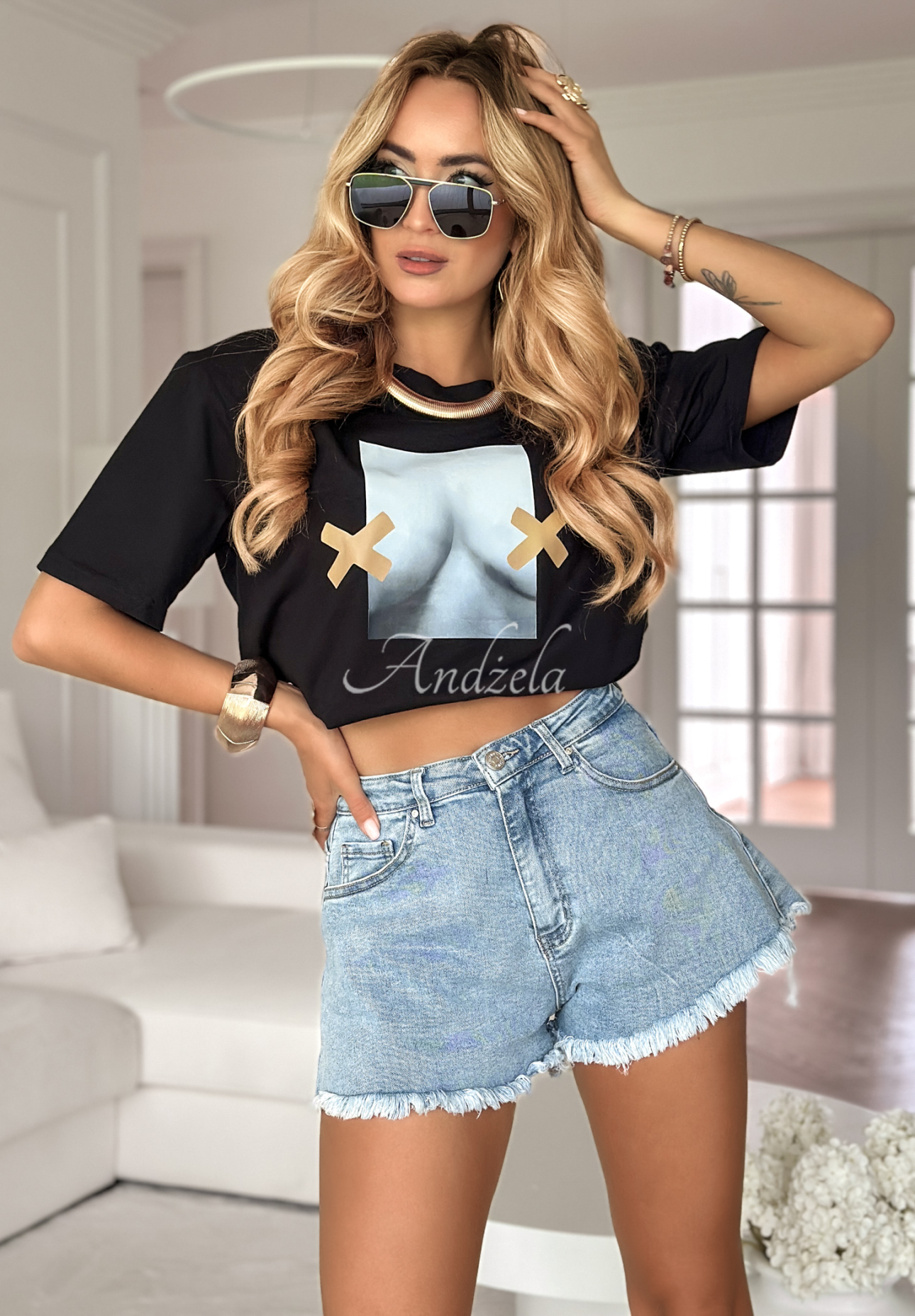 T-Shirt mit Aufdruck MC Do Not Look Schwarz