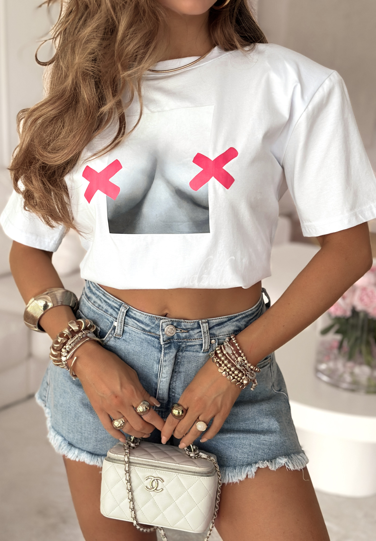 T-Shirt mit Aufdruck MC Do Not Look Weiß