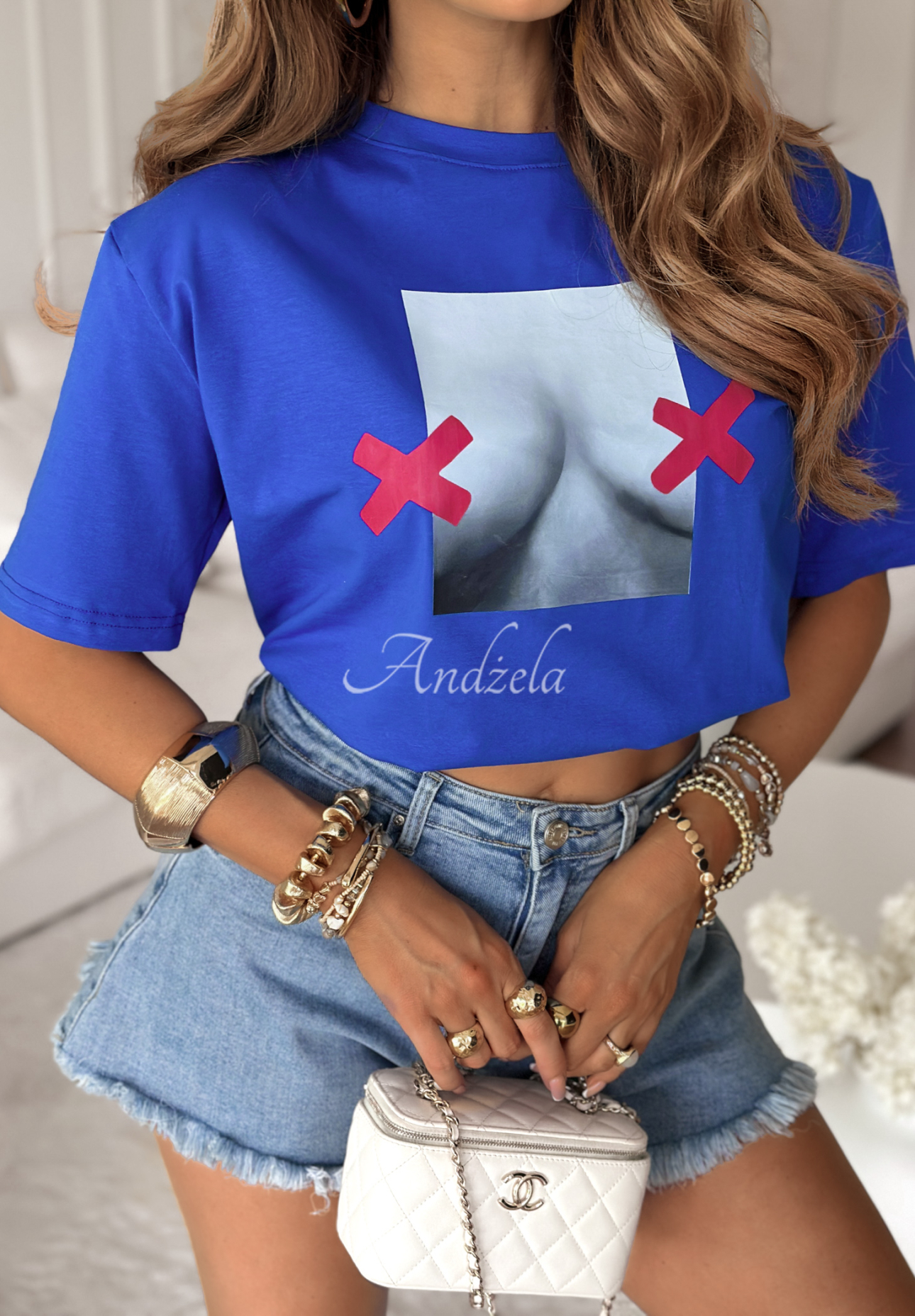 T-Shirt mit Aufdruck MC Do Not Look Kobaltblau