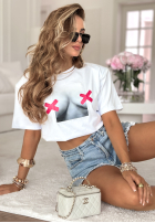 T-Shirt z nadrukiem MC Do Not Look Weiß