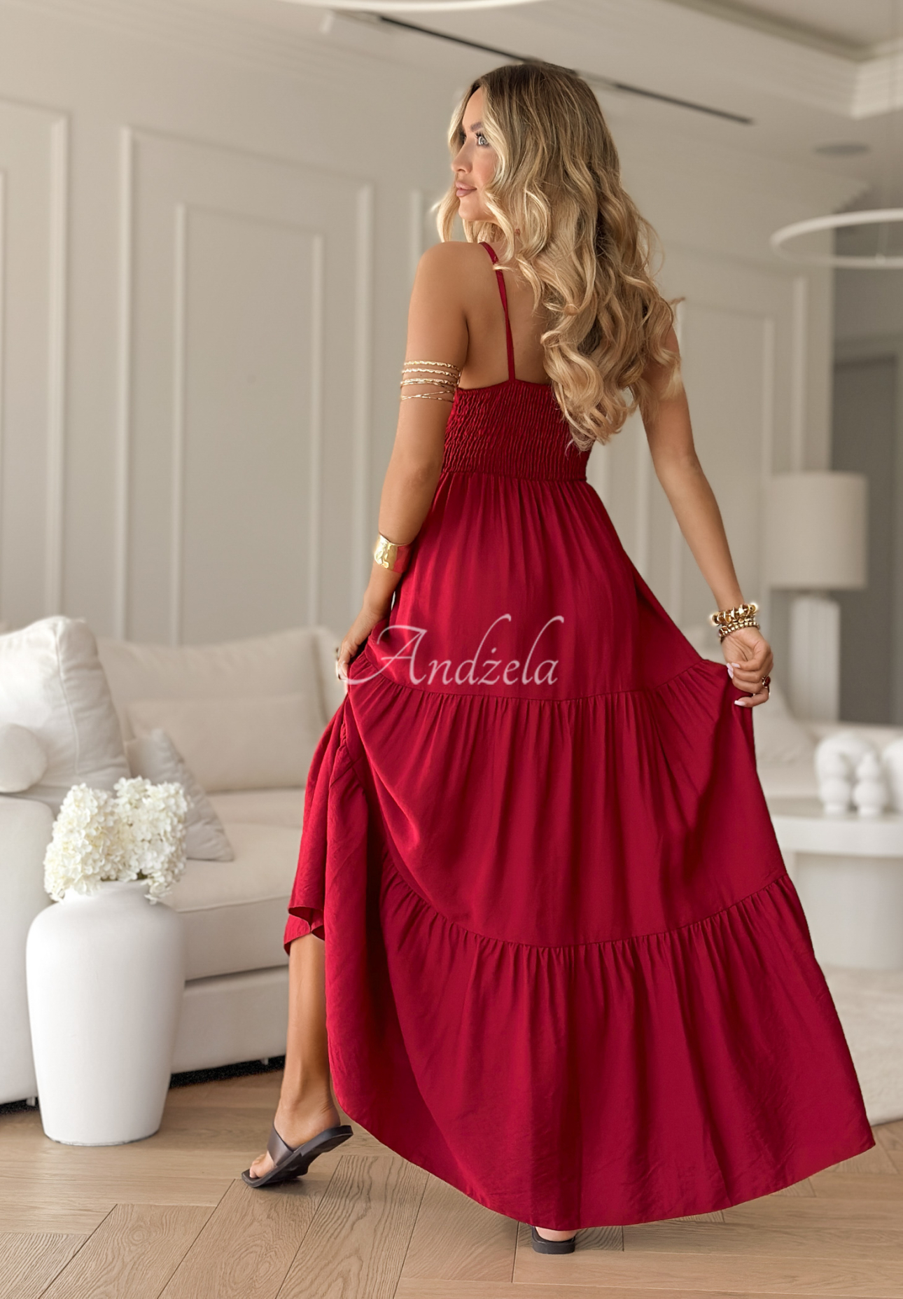 Viskosekleid maxi mit Trägern Memorable Sunrise Rot