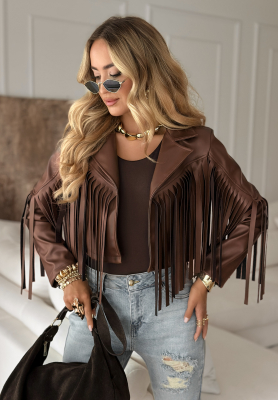 Bikerjacke mit Fransen Big City Events Schokoladenbraun