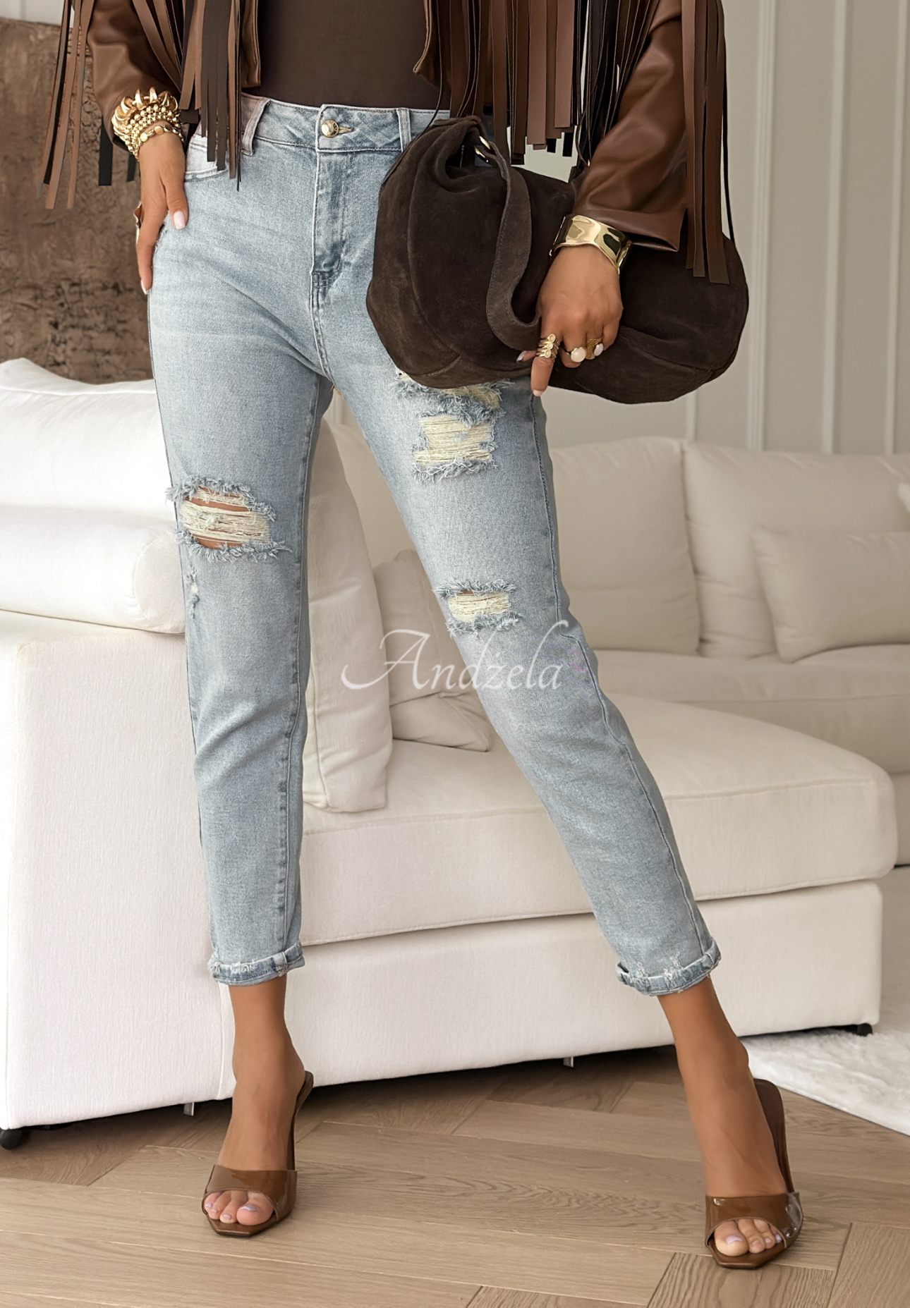 Denim-Hose im Used-Look With Purpose Hellblau