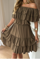 Sukienka Kleid im spanischen Stil z falbankami Ormond Beach Schokoladenbraun