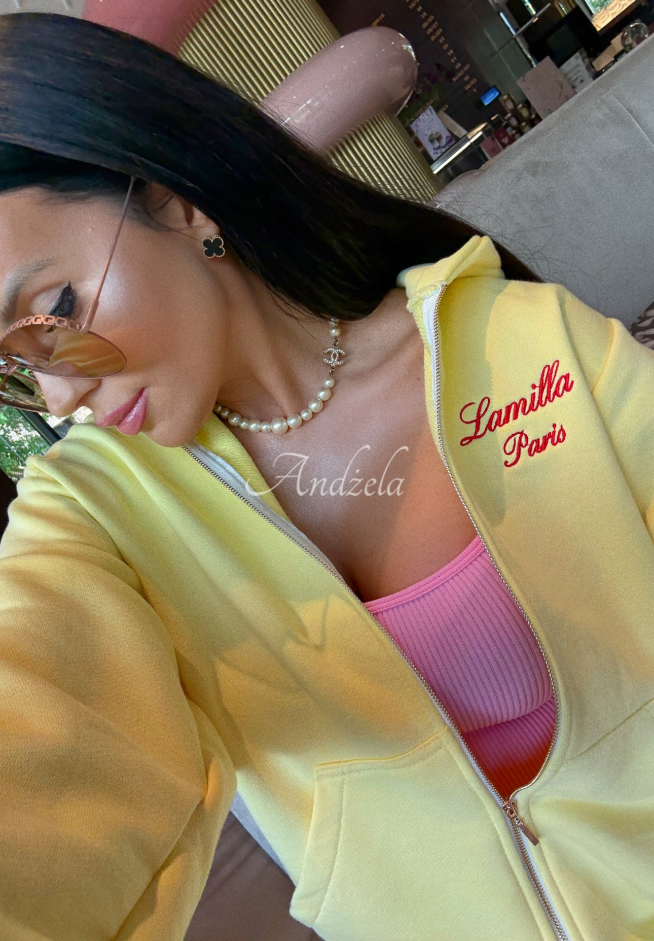 Trainingsanzug-Set: Sweatshirt und Shorts La Milla Never Afraid Bananengelb