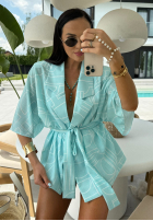 Wzorzysty Set Hemd kimono i spodenki La Milla Slow It Down Himmelblau