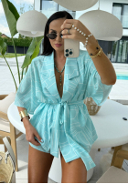 Wzorzysty Set Hemd kimono i spodenki La Milla Slow It Down Himmelblau