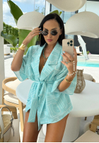 Wzorzysty Set Hemd kimono i spodenki La Milla Slow It Down Himmelblau