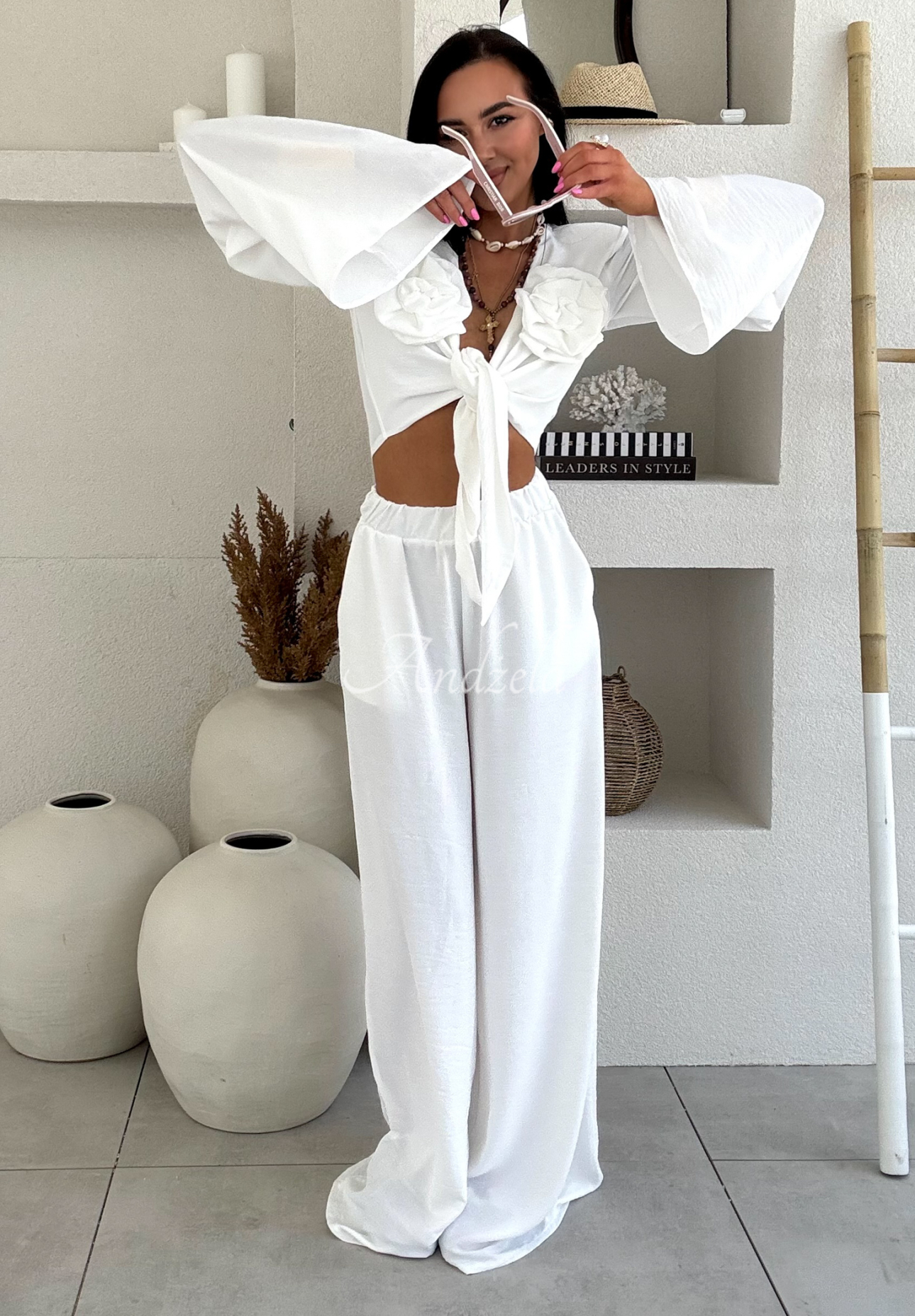 Set aus Hemd und Hose wide leg La Milla Remembers Everything Weiß