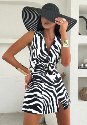 La Milla Safari Signals mini skirt-shorts with slit in zebra white and black