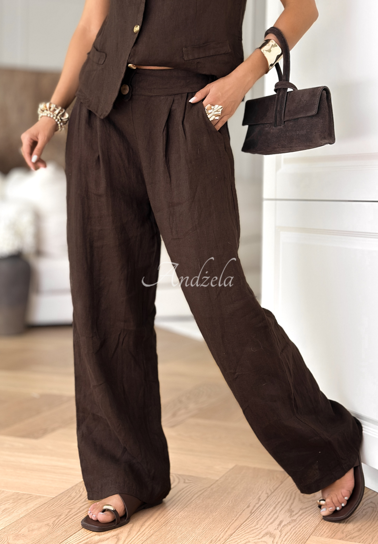 Leinenhose Sun Oasis Schokoladenbraun
