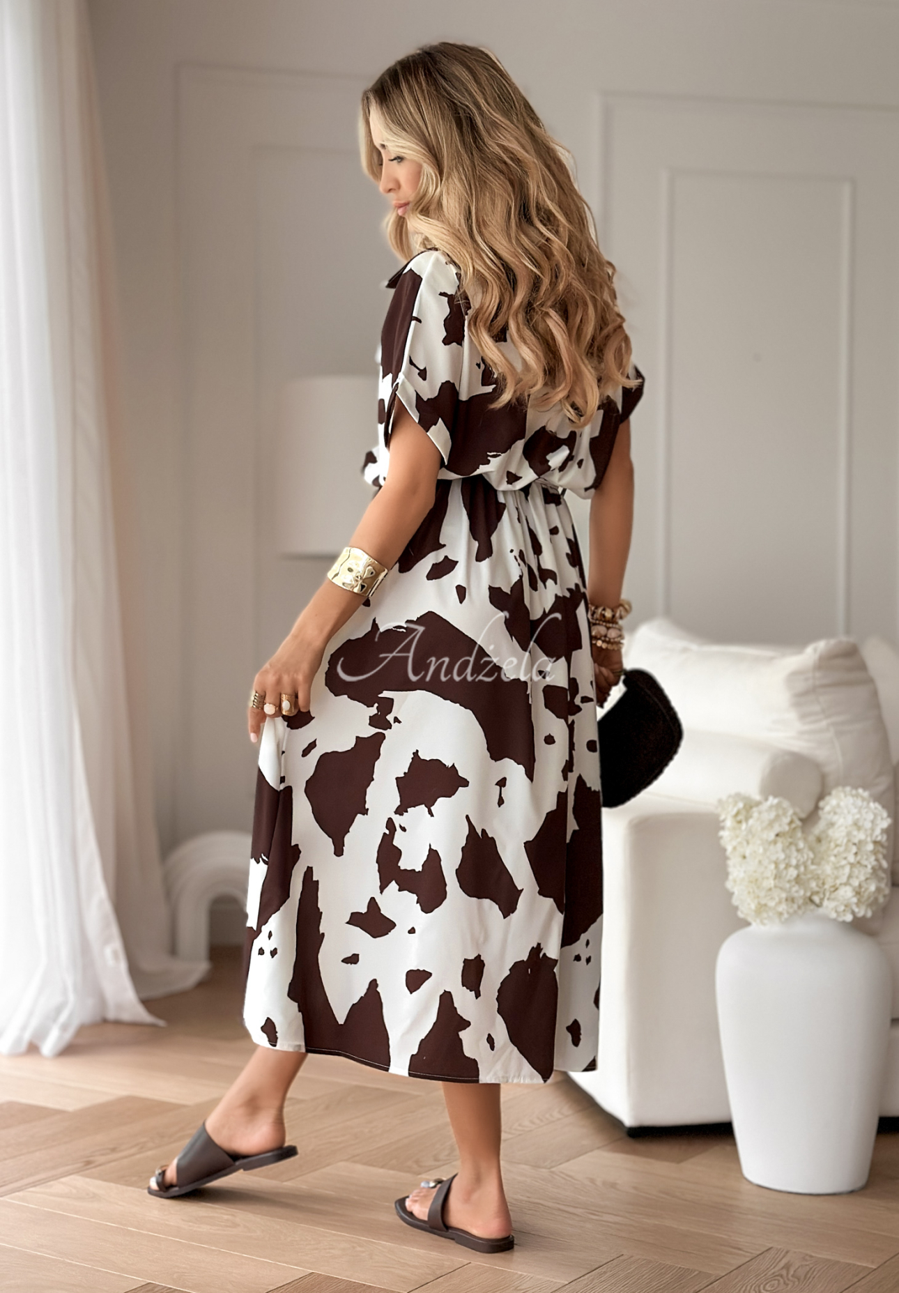 Hemdkleid mit animal-print On My Lasso Beige-Schokobraun
