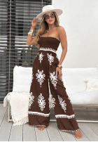 Długi Jumpsuit Mit Muster Destination Dreams Schokoladenbraun