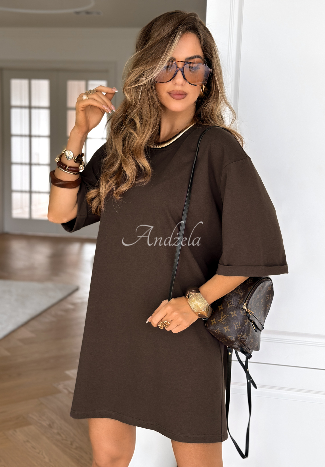 Langes T-Shirt Daily Look Schokoladenbraun