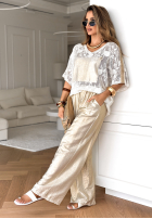 Koronkowa Bluse Blessed Gold biało-złota
