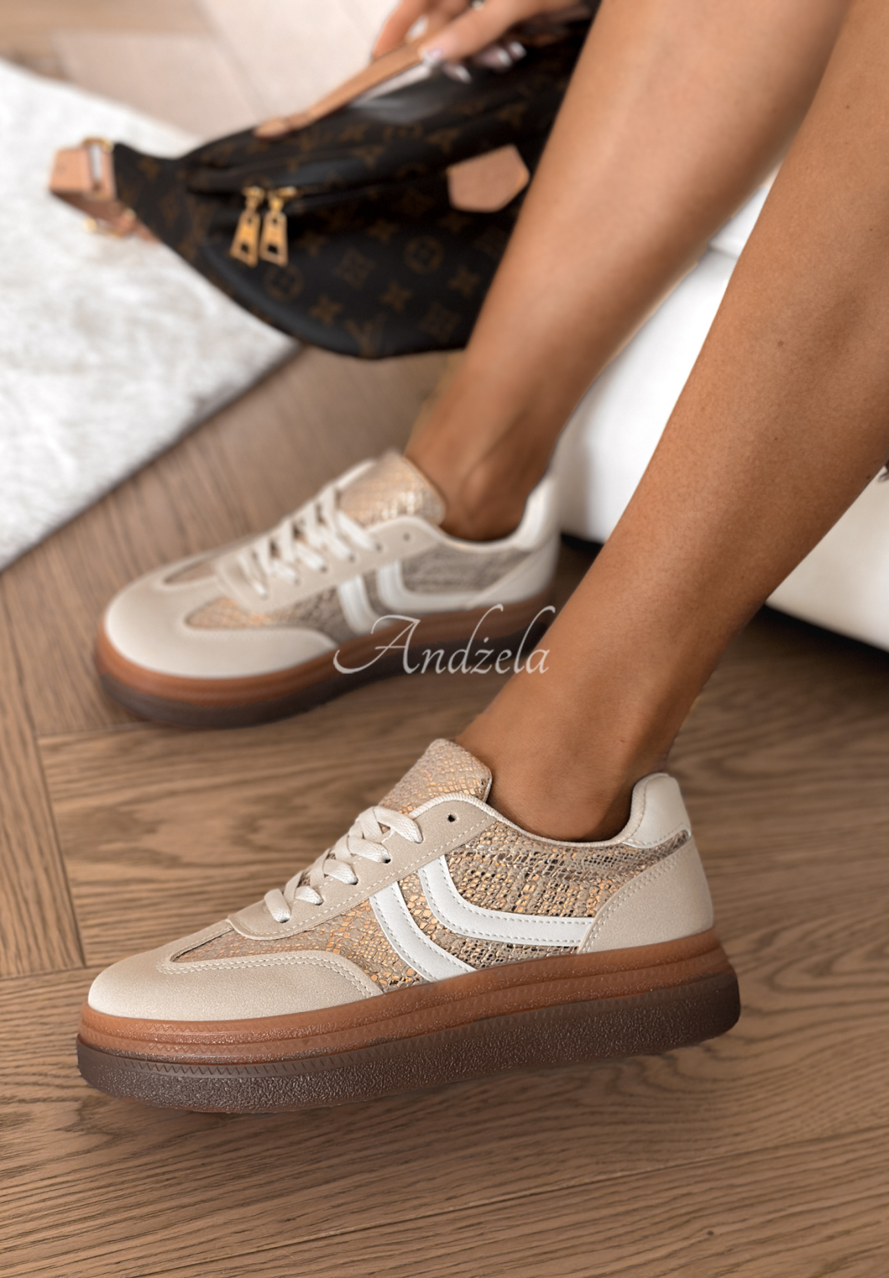 Sneakers mit Animal-print Flexi Feet Beige