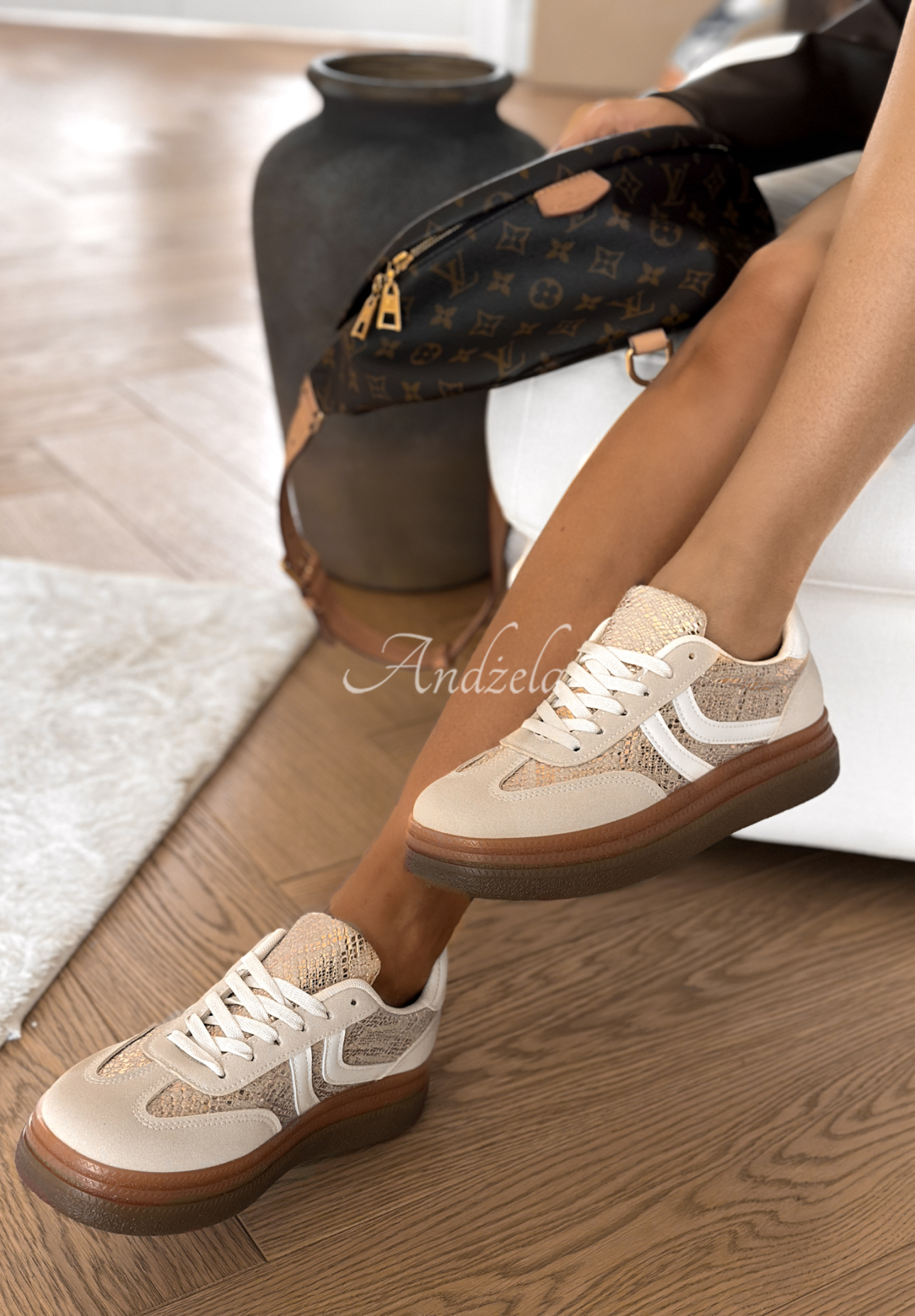 Sneakers mit Animal-print Flexi Feet Beige