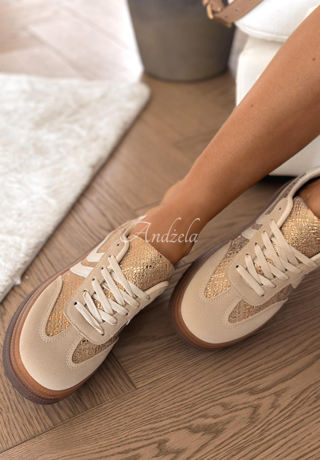 Sneakers mit Animal-print Flexi Feet Beige