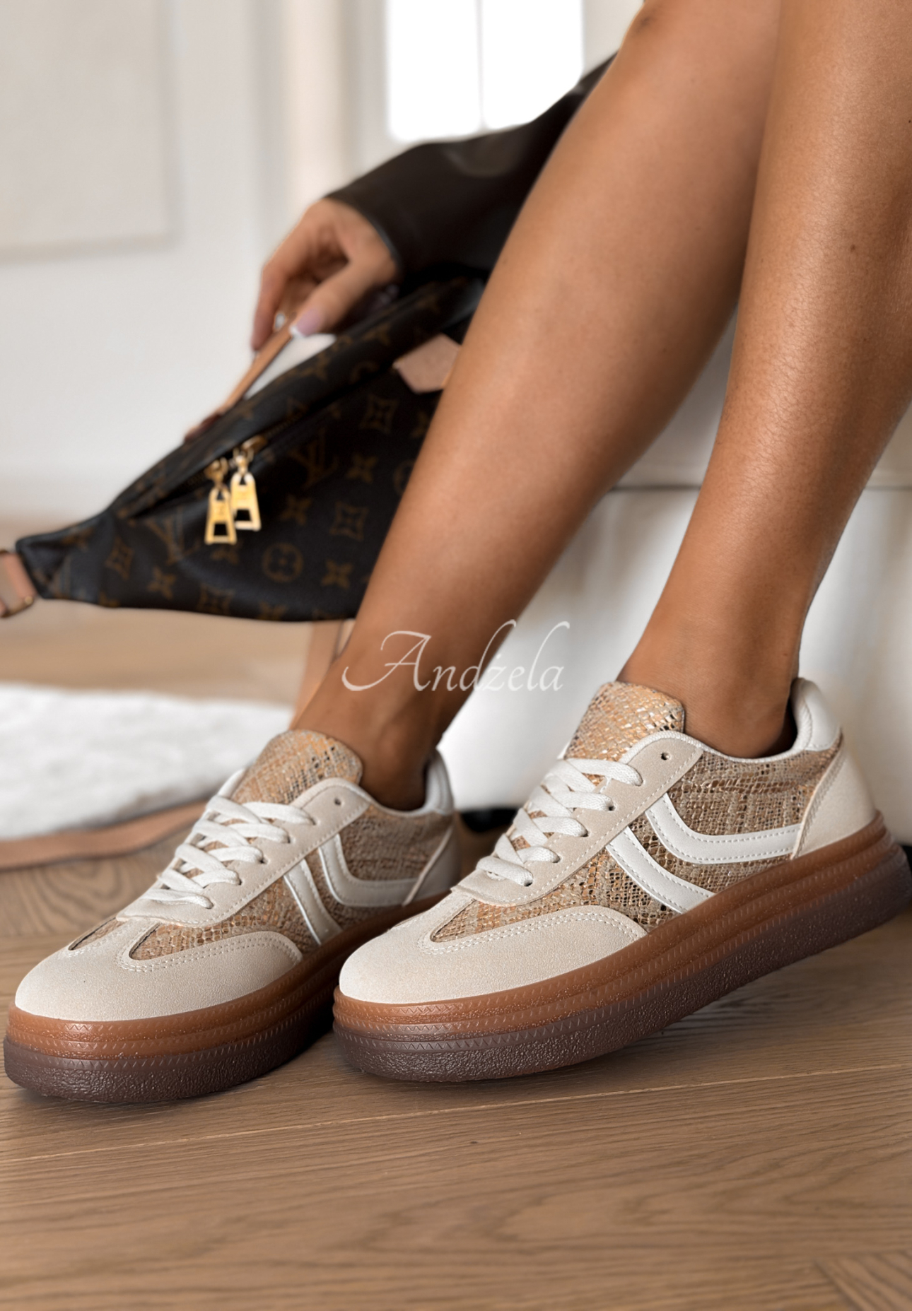 Sneakers mit Animal-print Flexi Feet Beige