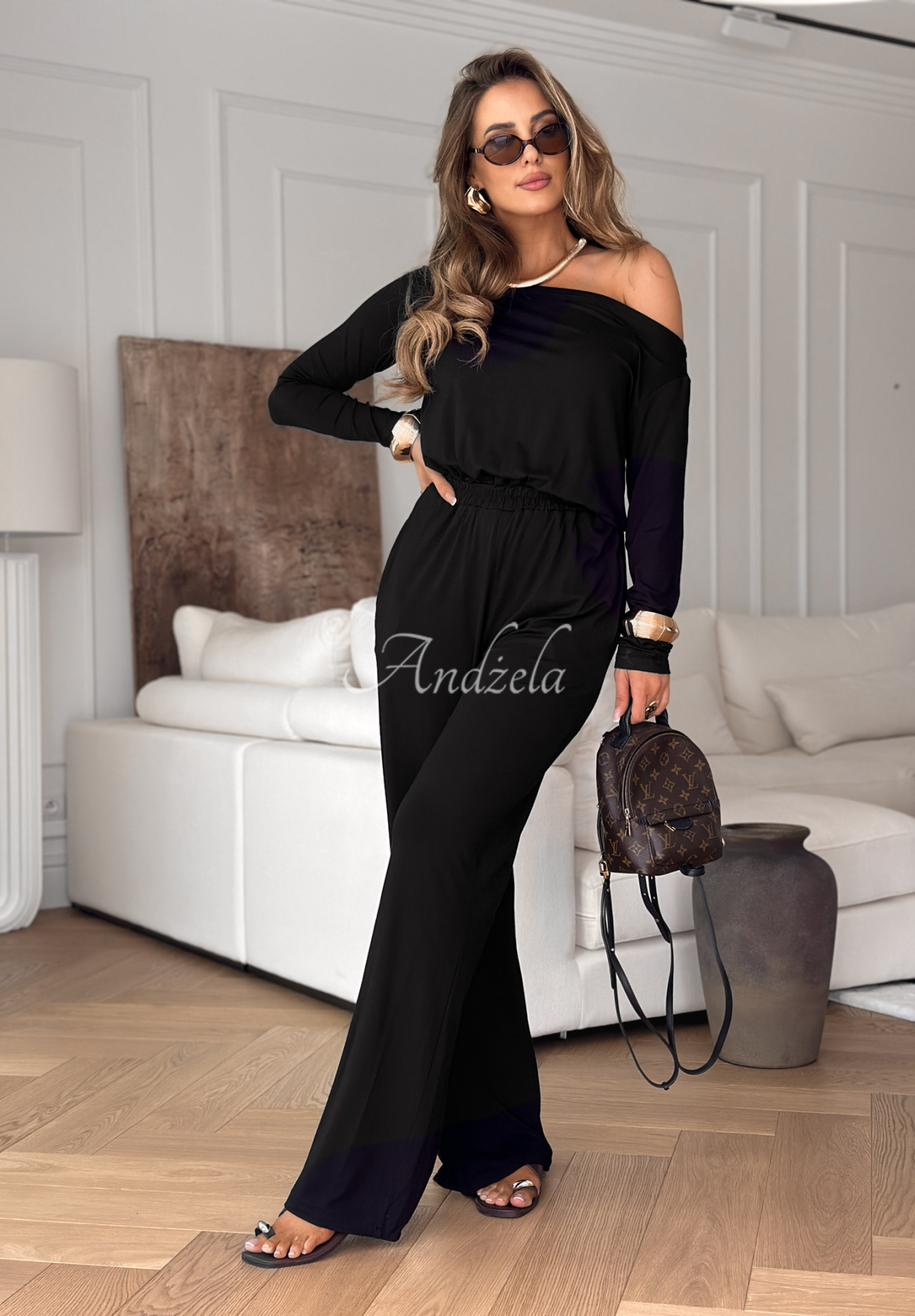Langer Jumpsuit aus Viskose New Orlean Schwarz