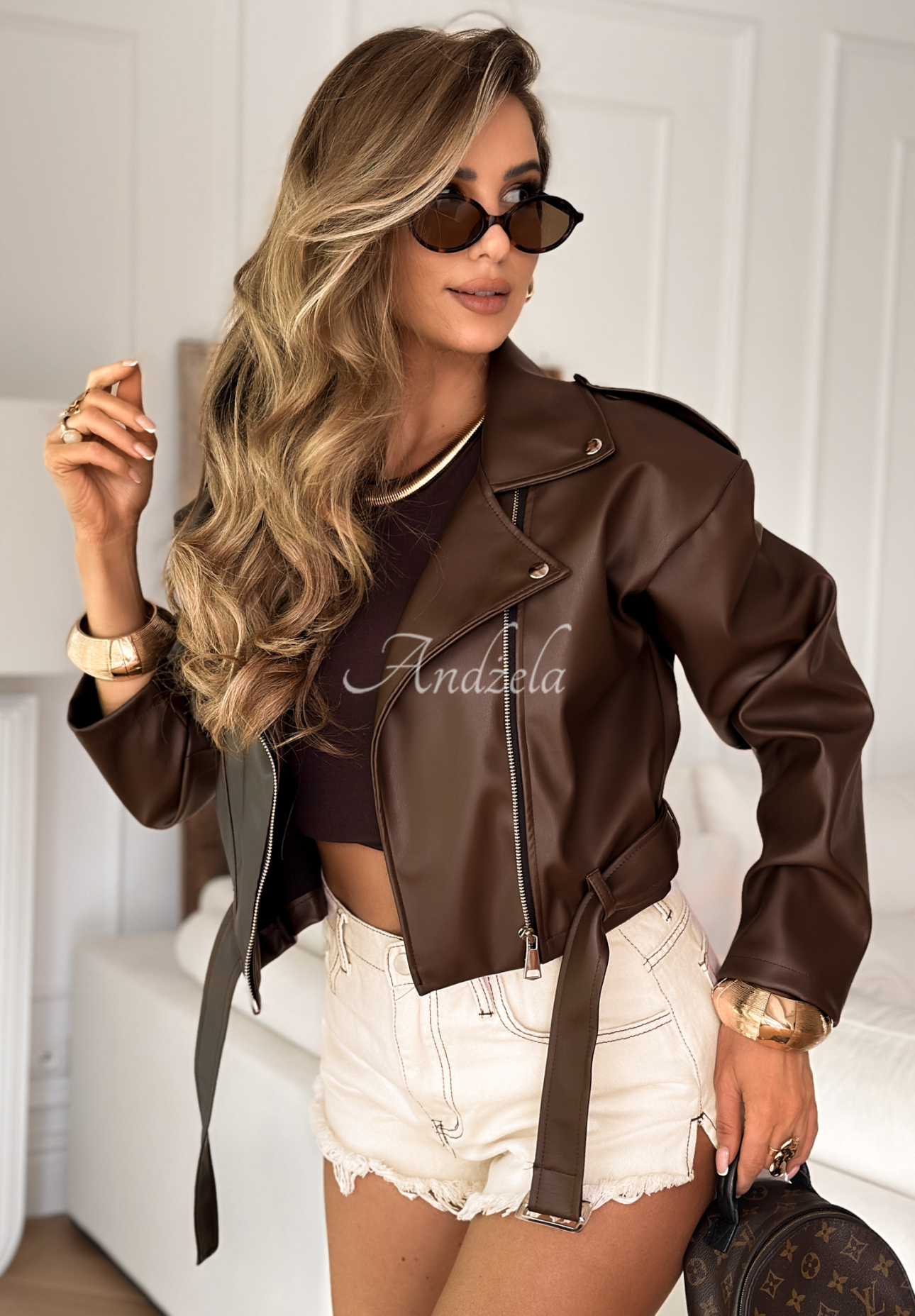 Bikerjacke aus Leder Brooksville Schokoladenbraun