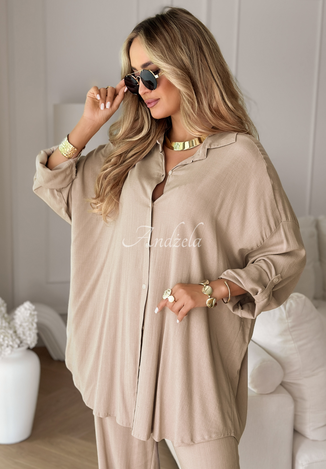 Set aus Hemd und Hose wide leg View Bliss Beige
