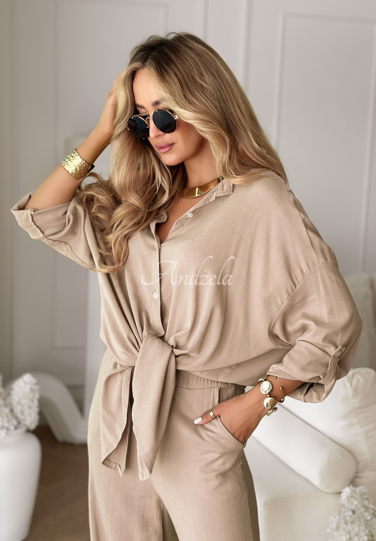 Set aus Hemd und Hose wide leg View Bliss Beige