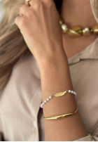 Armband z perełkami Little Pearls And Feather Gold