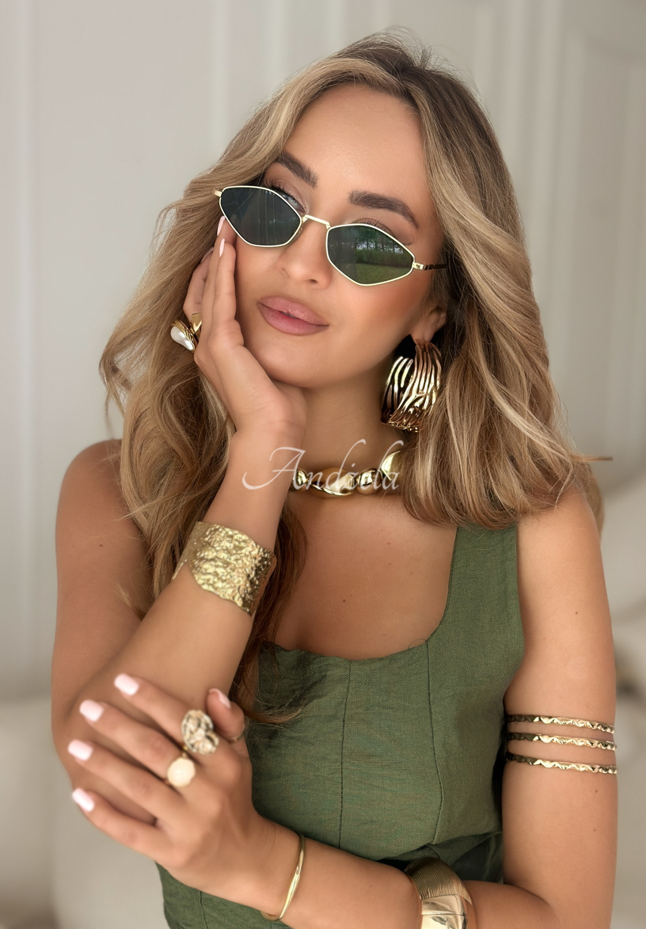 Sonnenbrille Vision Wave Gold-Schwarz