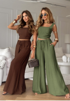 Set top i Hose wide leg La Colorada Schokoladenbraun
