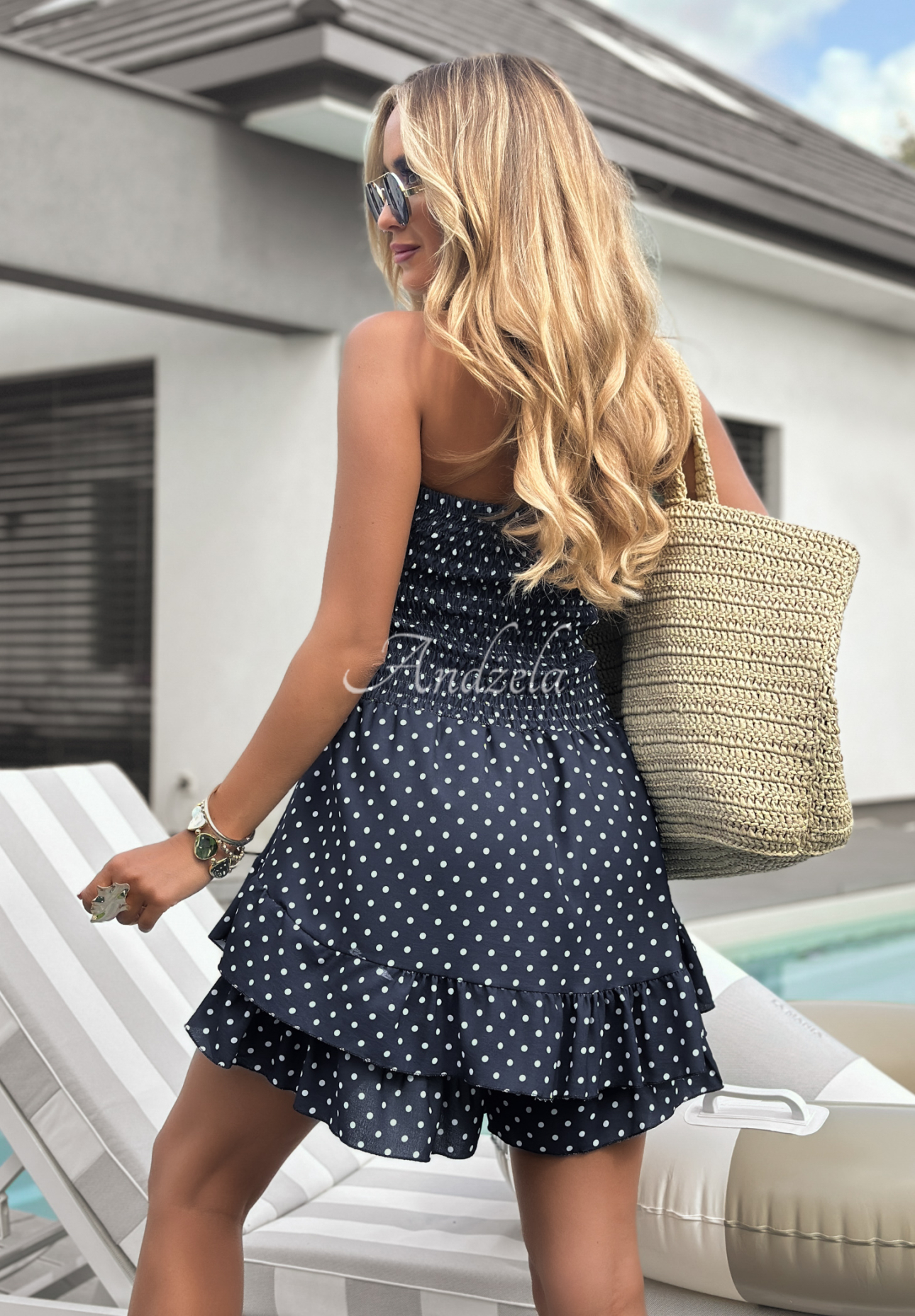 Kurzer Jumpsuit mit Pünktchen Puerto Castilla Dunkelblau